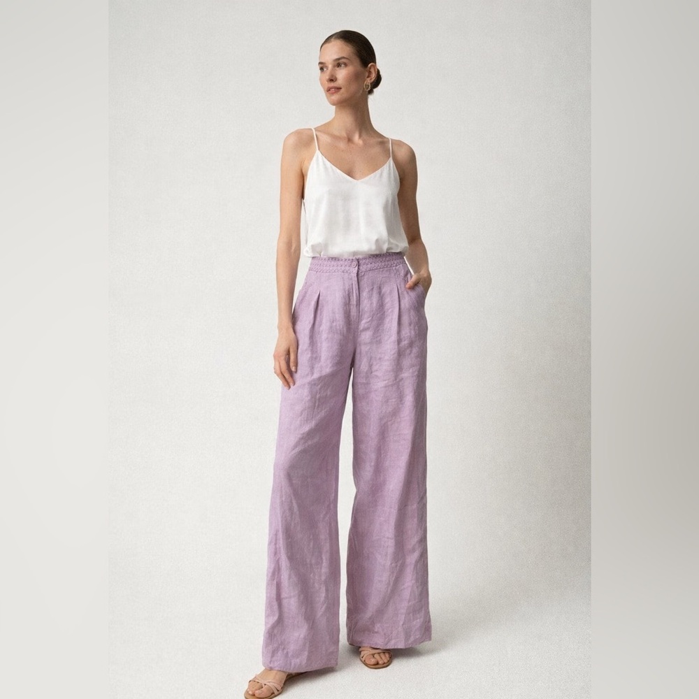 Johnny Was Lilac Wide-Leg Pants